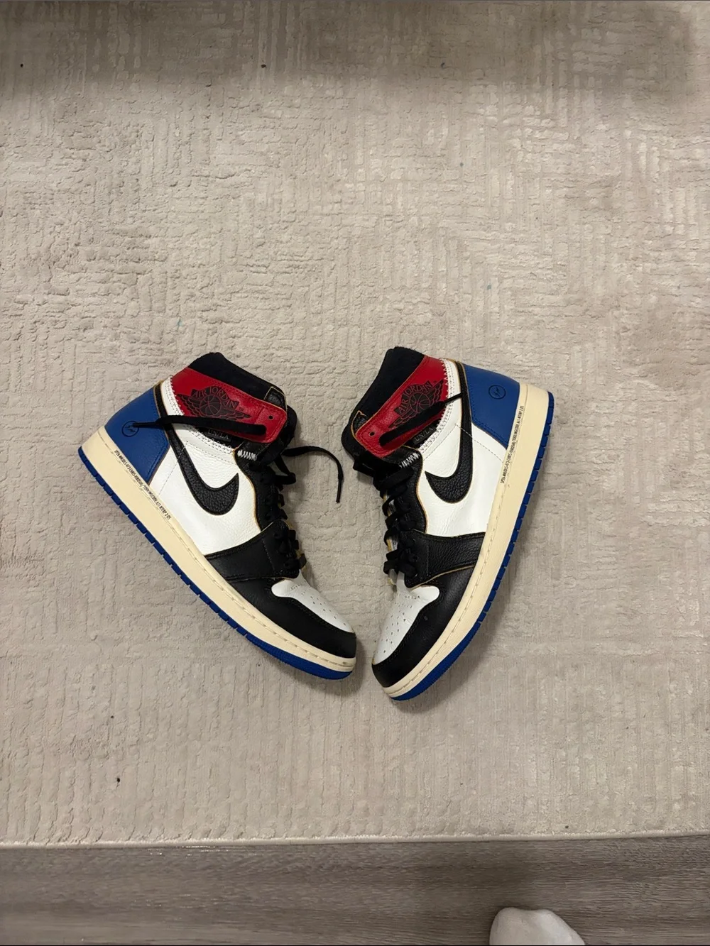 Nike Kids Black White Red Blue High-Top Sneakers